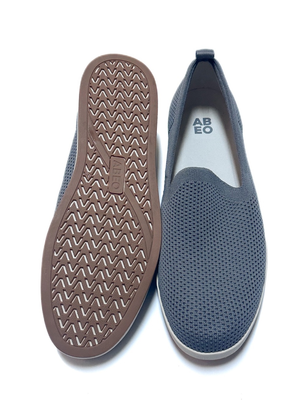 abeo Encore Knit Slip On Metatarsal Casual Shoe Flat Sneaker Nickel Grey